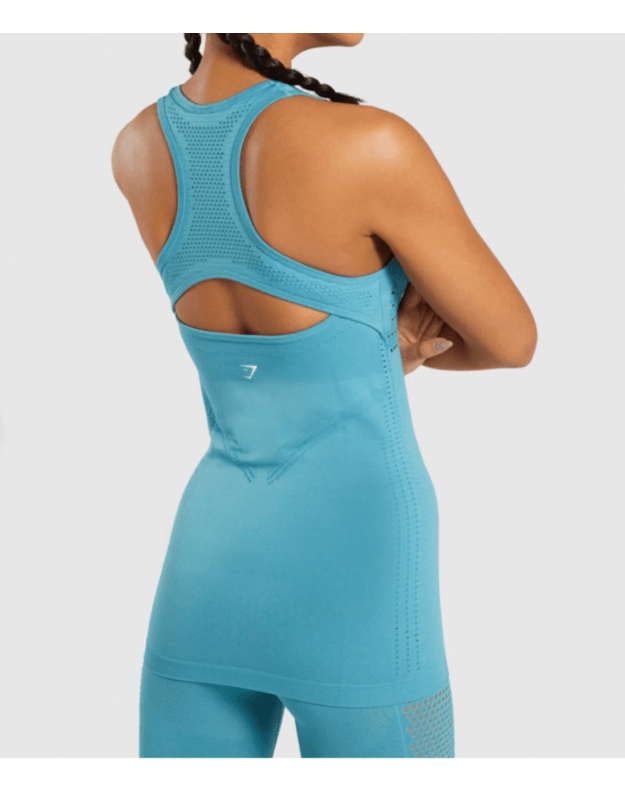 GYMSHARK Flawless Knit Vest jūros mėlynumo spalvos sportiniai marškinėliai