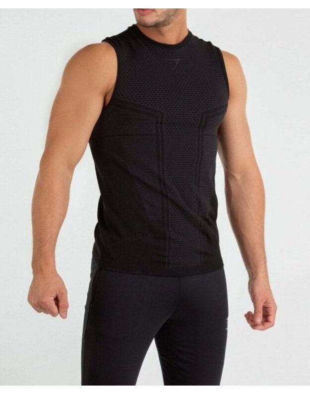GYMSHARK Onyx juodos spalvos vyriški marškinėliai