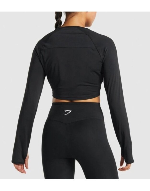 GYMSHARK Training juodi moteriški sportiniai marškinėliai