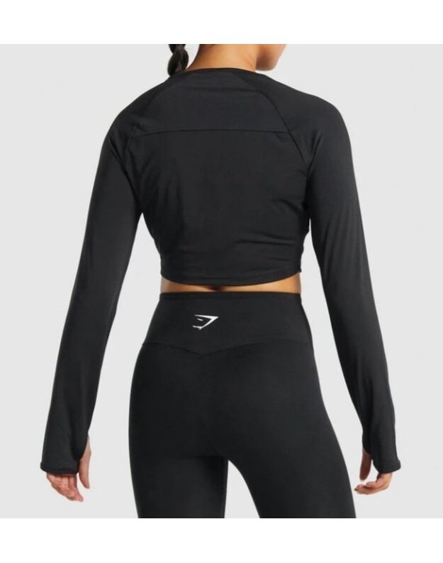 GYMSHARK Training cropped juodi sportiniai marškinėliai