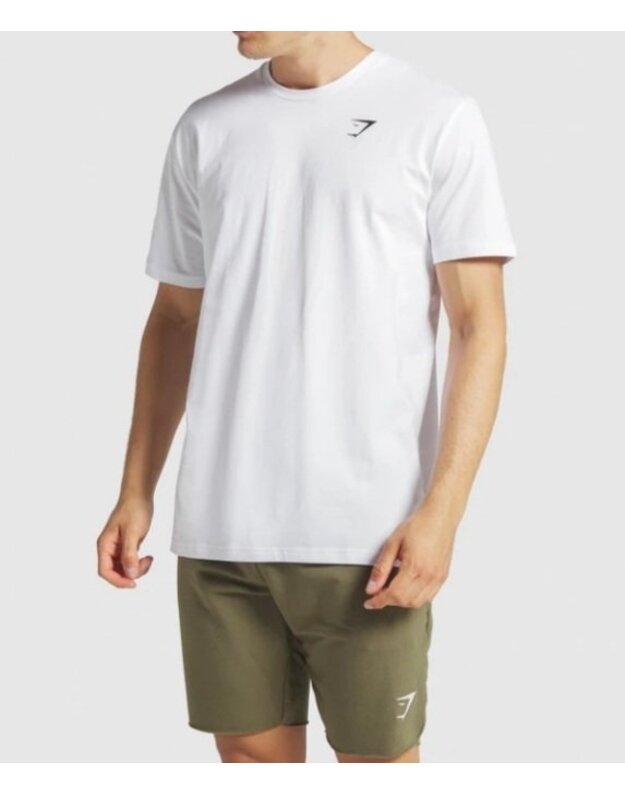 GYMSHARK Critical baltos spalvos marškinėliai