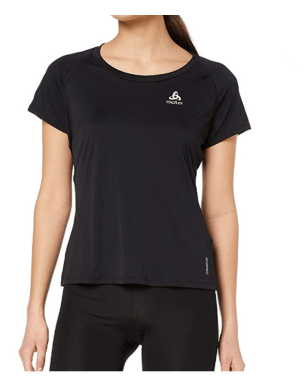 Odlo juodos spalvos moteriški sportiniai marškinėliai